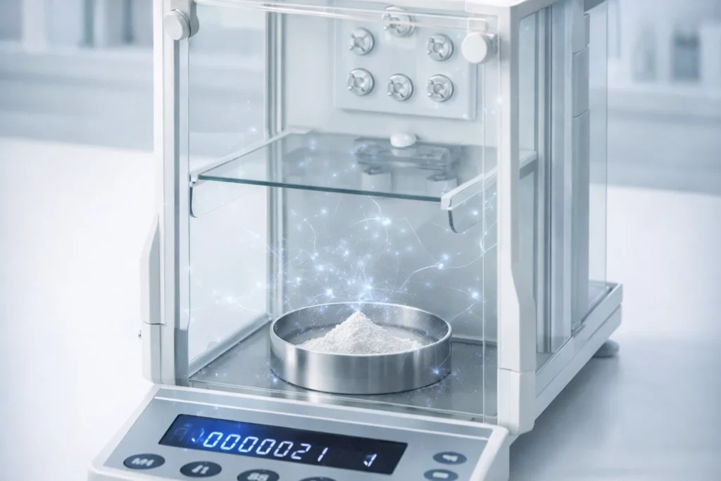 Tĩnh điện ảnh hưởng đến quá trình cân mẫu mịn trên cân vi lượng