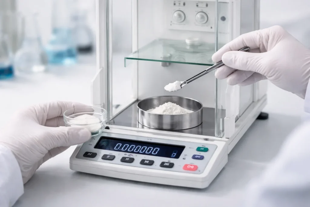 Ứng dụng cân bột mịn bằng cân phân tích vi lượng trong phòng thí nghiệm